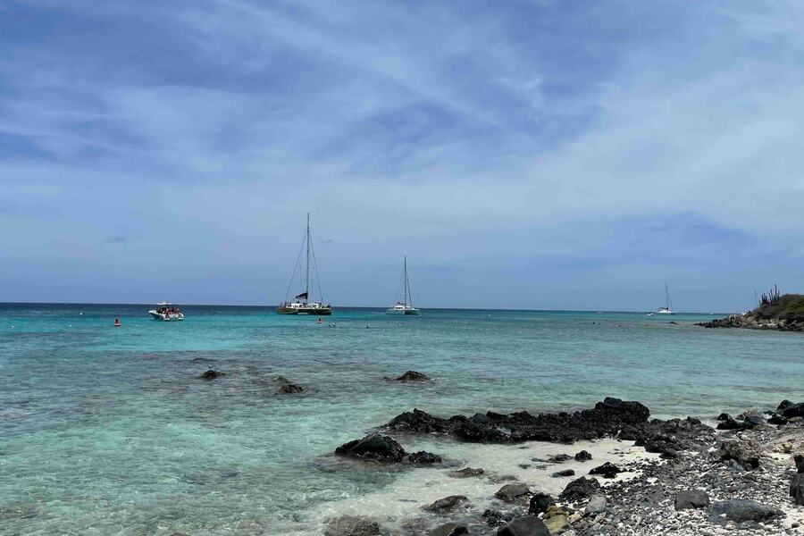 Sailboats on turquoise Aruba water